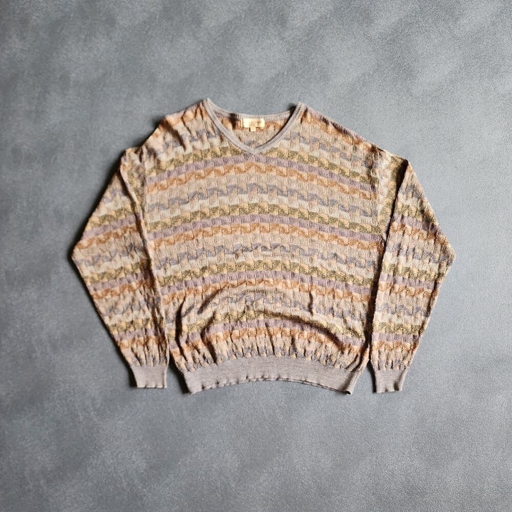 Vintage 90's Tricots St. Raphael Acrylic Knit Grandpa Sweater Large - Picture 2 of 6